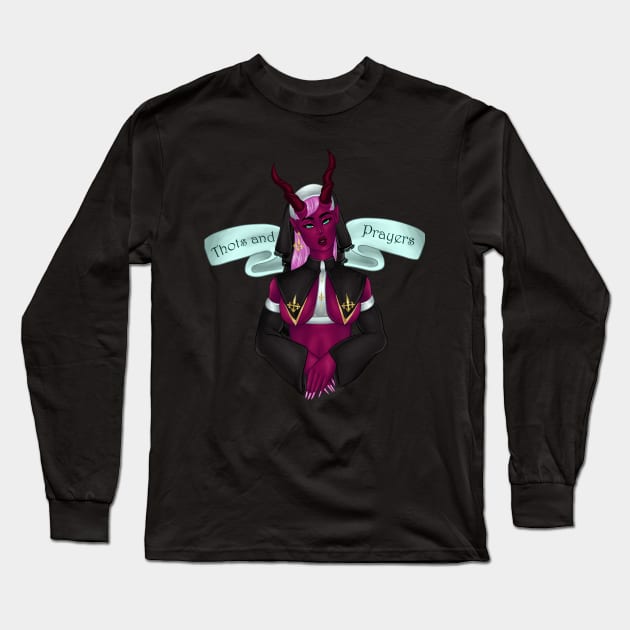 Thots and Prayers (Red) Long Sleeve T-Shirt by JasonScoreIllustrations